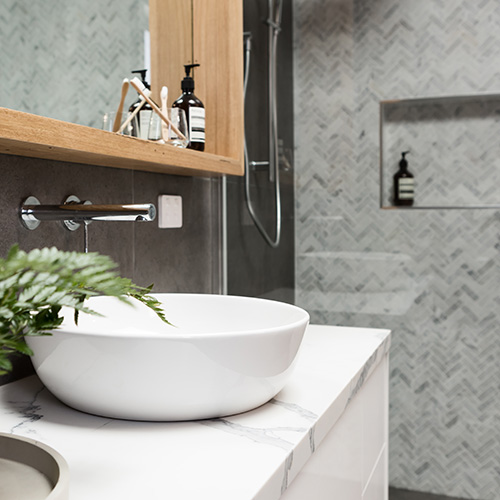 Bathroom design including layout, tiles, tapware, lighting, cabinetry, joinery selections